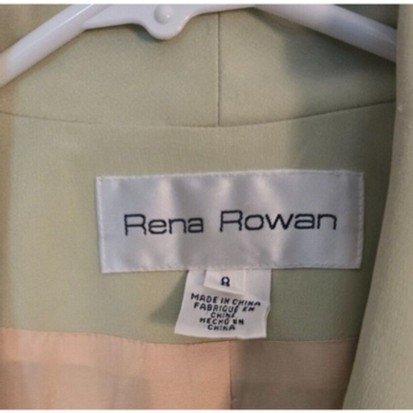 Rena Rowan Silk Blend Two Piece Suit Light Green Blazer Pants Size 8 - Picture 2 of 12